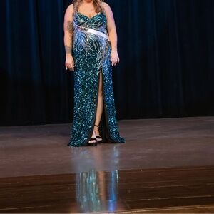 Nox Anabel NA-E1280 Sequin One Shoulder Evening Gown